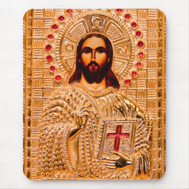 Mousepad Ícone do ouro Jesus cristo (Frente)