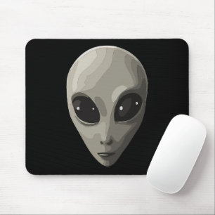 Mousepad Ícone do Rosto do Alien Cinza   Ficção Científica 
