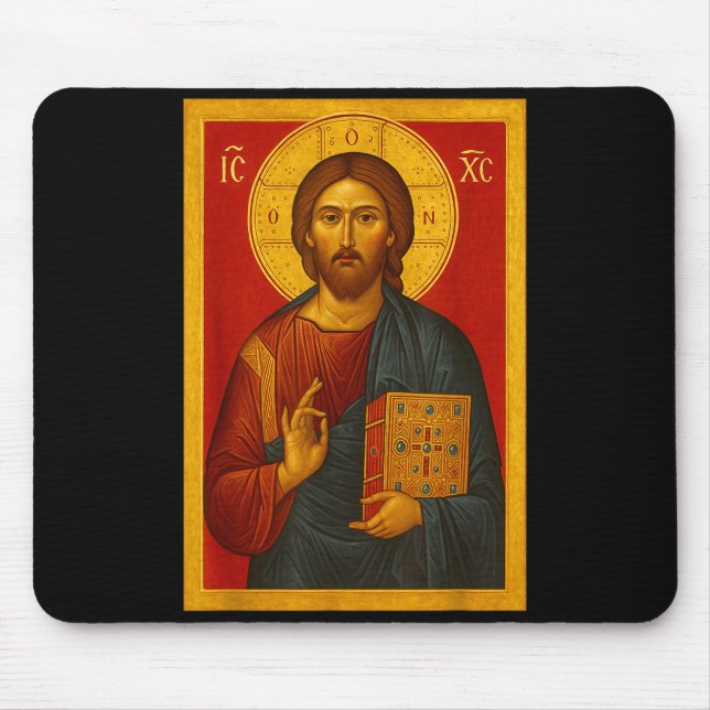 Mousepad Ícone Ortodoxo de Jesus Cristo Pantocrator  (Frente)