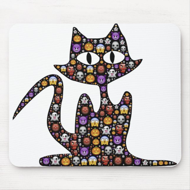 Mousepad Ícones assustadores e assustadores do Cat Hallowee (Frente)