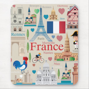 Mousepad Ícones bonitos de France