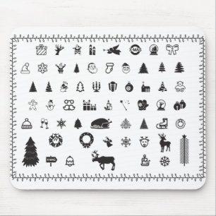 Mousepad Ícones de Natal Ornaejos Miçanga Balls Poinsetti