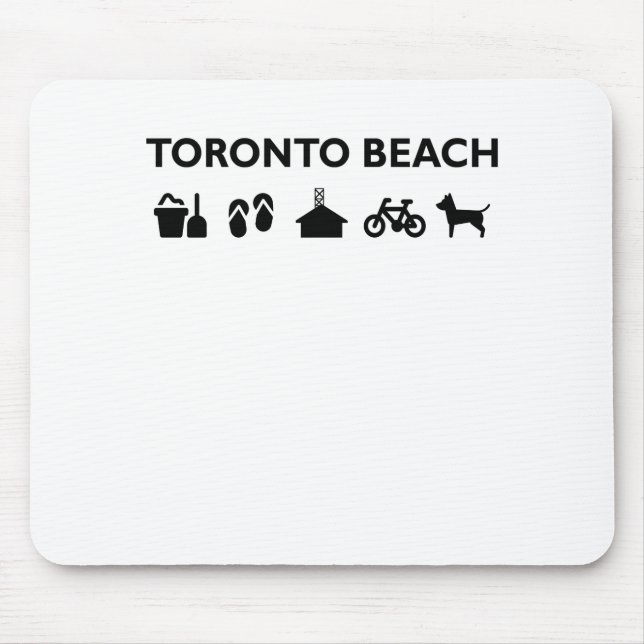 Mousepad Ícones de Toronto Beach Monotone Black (Frente)