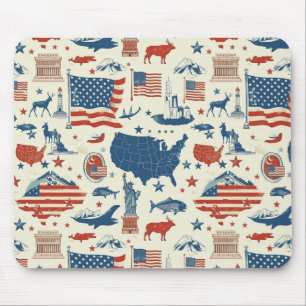 Mousepad Ícones Patrióticos - Estátua da Liberdade, Bandeir