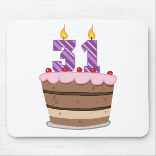 Mousepad Idade 31 no bolo de aniversário