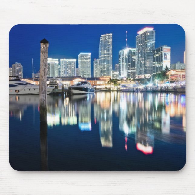 Mousepad Ideia da skyline com reflexão na água, Miami (Frente)