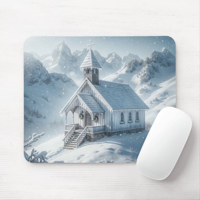 Mousepad Igreja De Inverno Nas Montanhas (Com mouse)