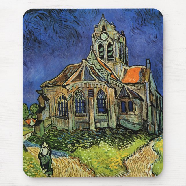 Mousepad Igreja em Auvers-sur-Oise por Vincent van Gogh (Frente)