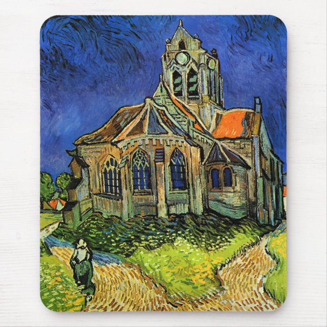 Mousepad Igreja em Auvers Van Gogh Fine Art (Frente)