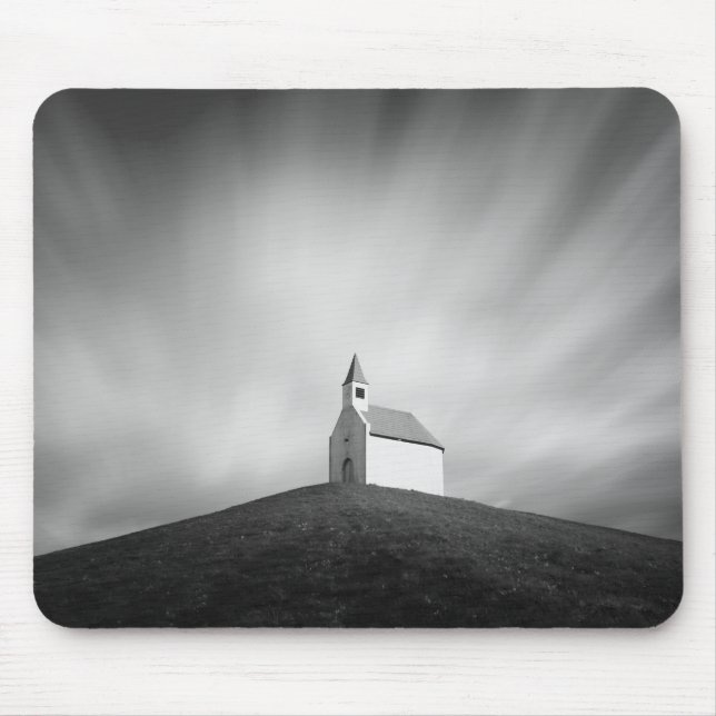 Mousepad Igreja em um monte em preto e branco (Frente)