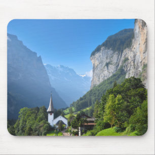 Mousepad Igreja no Vale de Lauterbrunnen, Suiça