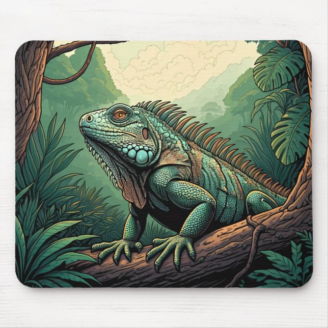 Mousepad Iguana lizard among a tropical jungle setting (Frente)