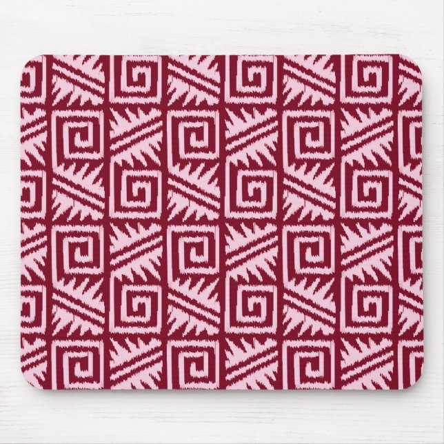 Mousepad Ikat Aztec Pattern - Borgonha e Rosa (Frente)