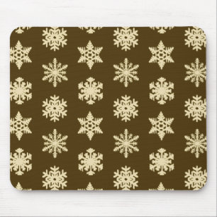 Mousepad Ikat Snowflakes - Castanho de bege e e chocolate