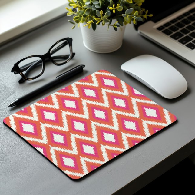 Mousepad Ikat Tribal Rosa e Coral (Criador carregado)