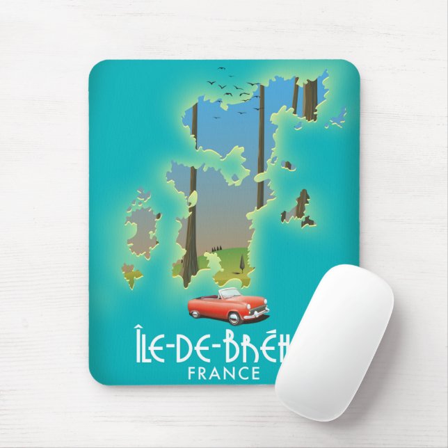 Mousepad Île-de-Bréhat, france vintage style poster de viag (Com mouse)