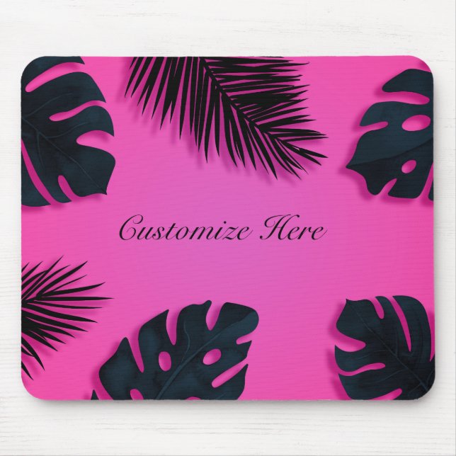 Mousepad Ilha de Folhas Tropicais Rosa Quente Personalizada (Frente)