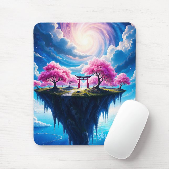 Mousepad Ilha Flutuante Arte Sakura (Com mouse)