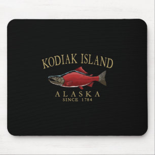 Mousepad Ilha Kodiak Alasca Salmão Desde 1784 Arqueado Bege