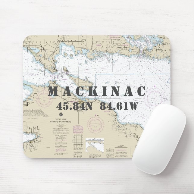 Mousepad Ilha Mackinac MI Latitude Longitude (Com mouse)