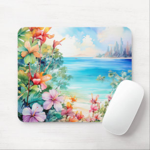 Mousepad Ilha Tropical de Praia Hibiscus Floral