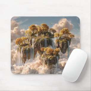 Mousepad Ilhas Flutuantes Surreais Com Árvores Douradas