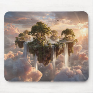 Mousepad Ilhas Flutuantes Surreais com Quedas de Água