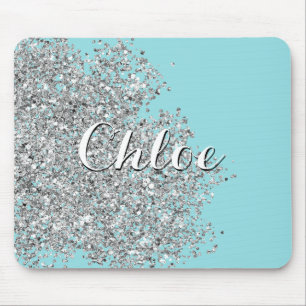 Mousepad Ilhas Paraíso Azul Brilham com Silver Glitter