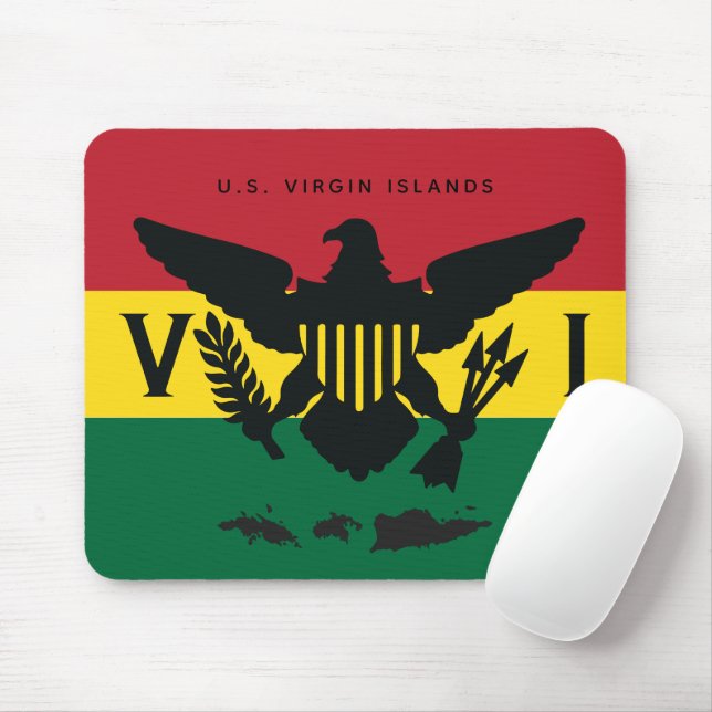 Mousepad Ilhas Virgens Americanas Flag Red, Yellow, Green,  (Com mouse)