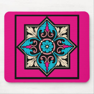 Mousepad Iluminação Medieval Folha de Acanthus Azul Ártico