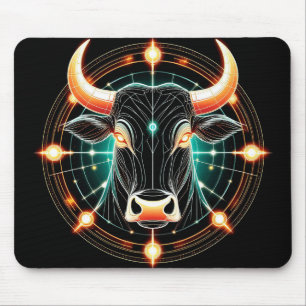 Mousepad Ilustração Abstrata de Touro Glowing