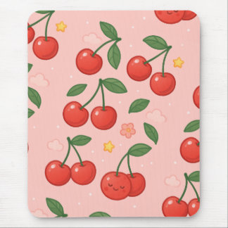 Mousepad Ilustração animada do padrão de cereja Kawaii