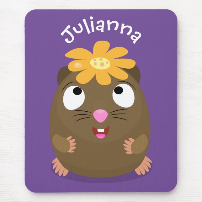 Mousepad Ilustração animada feliz cota-guiné (Frente)