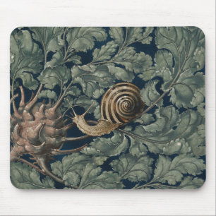 Mousepad Ilustração Antiga de Caracol Botânico Art Nouveau