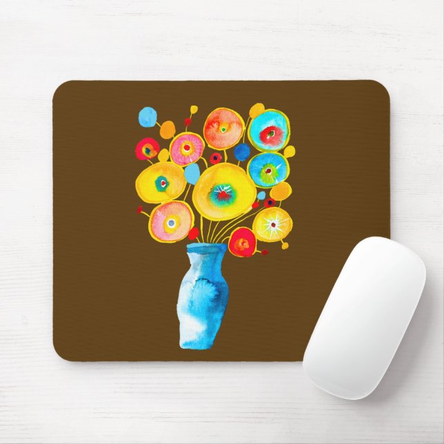 Mousepad Ilustração artística de flores funerárias (Com mouse)