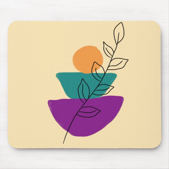 Mousepad Ilustração boho de folhas (Frente)