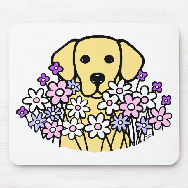 Mousepad Ilustração bonita de Labrador do amarelo da alma (Frente)