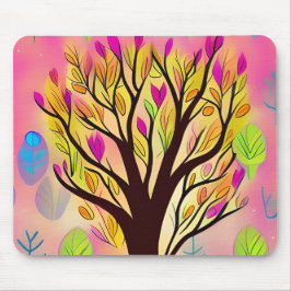 Mousepad Ilustração bonito de árvore colorida