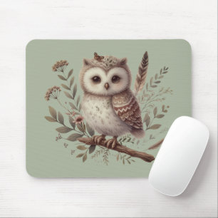 Mousepad Ilustração Botânica de Coruja da Floresta Capricho