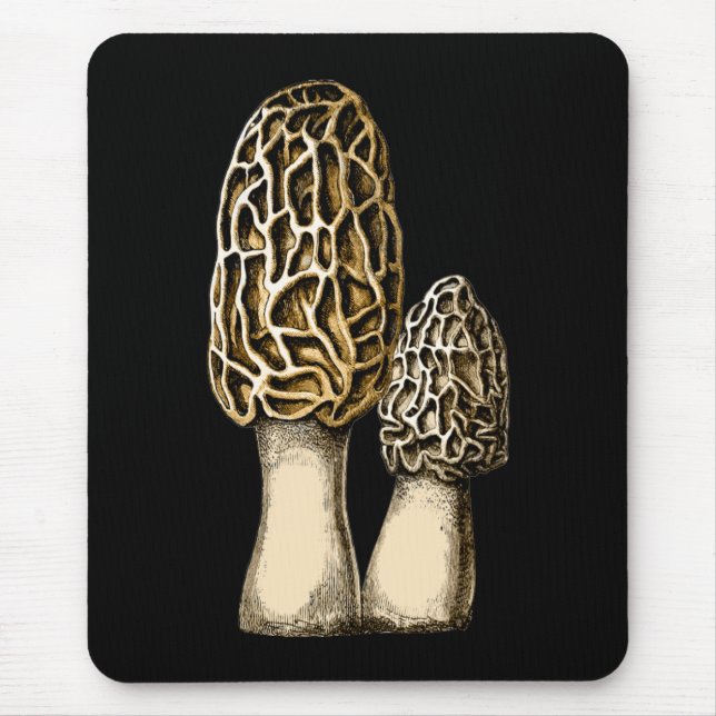 Mousepad Ilustração Botânica de Morel Mushroom (Frente)