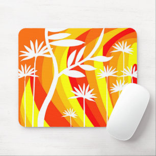Mousepad Ilustração Botânica Laranja e Branca