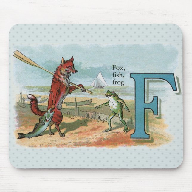 Mousepad Ilustração Caprichosa de Raposa e Sapo na Praia Vi (Frente)