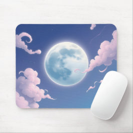 Mousepad Ilustração caprichosa e fofa da lua no céu noturno