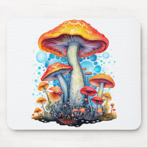 Mousepad Ilustração Colorida de Cogumelo Psicodélico
