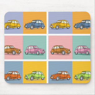 Mousepad Ilustração Colorida de Seis Quadrados em 2CV Deux
