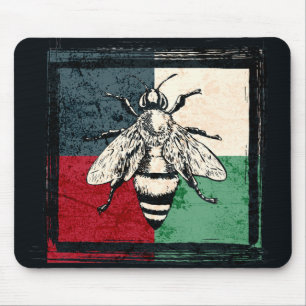 Mousepad Ilustração Colorida do Inseto da Abelha Vintage