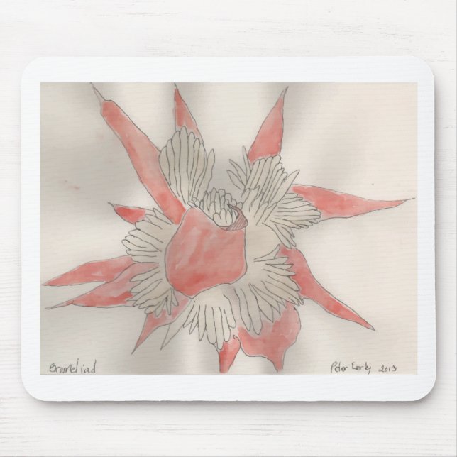 Mousepad Ilustração cor-de-rosa da flor (Frente)
