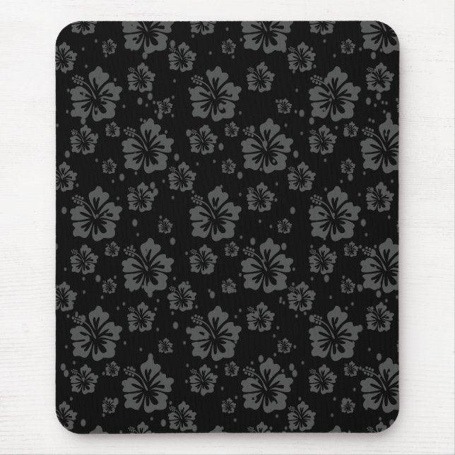 Mousepad Ilustração da Flor Preta em Fundo Preto (Frente)