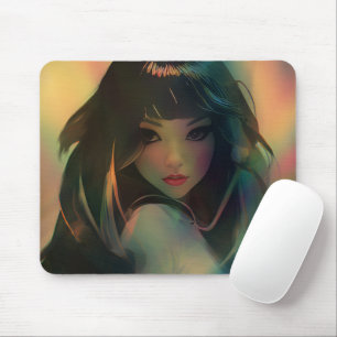 Mousepad Ilustração da Garota do Estilo Animado no Arco-íri