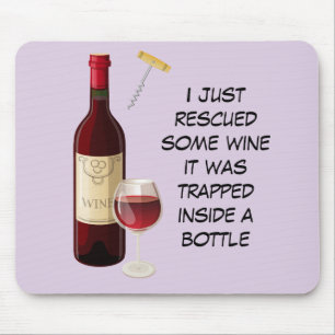 Mousepad Ilustração da garrafa de vinho e do vidro